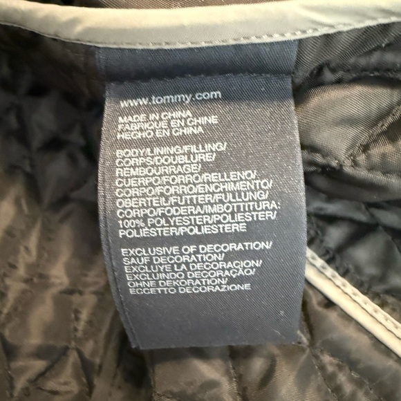 Tommy Hilfiger Coat Jacket Black Quilted Snap Lightweight Pockets Medium - Picture 6 of 6